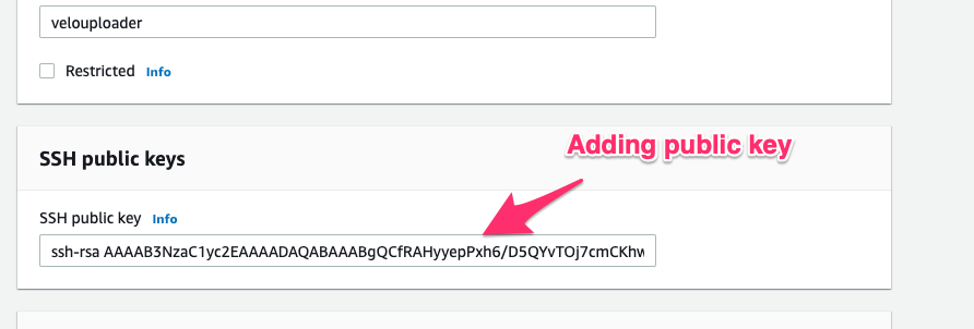 Adding a new SFTP users public keys