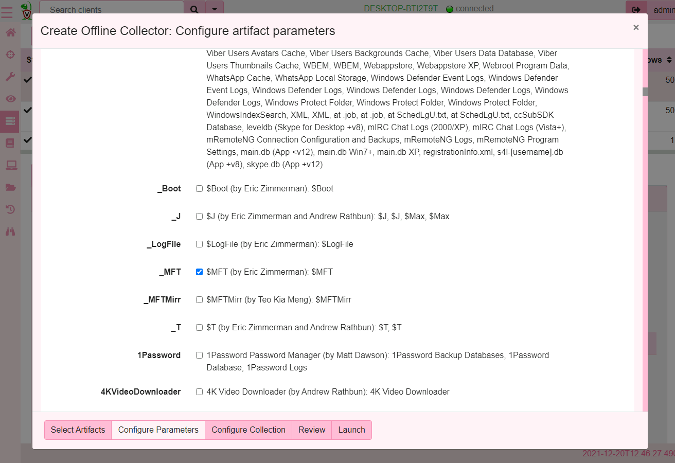 Creating an offline collector