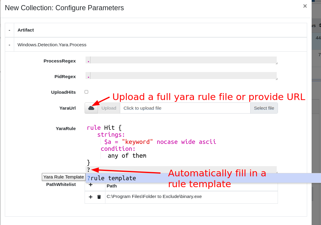 Entering Yara Rules in the GUI