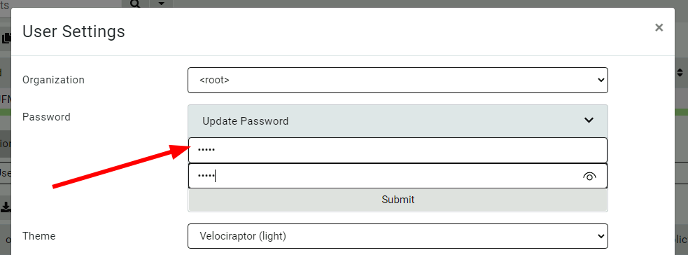 Users may update their passwords in the GUI