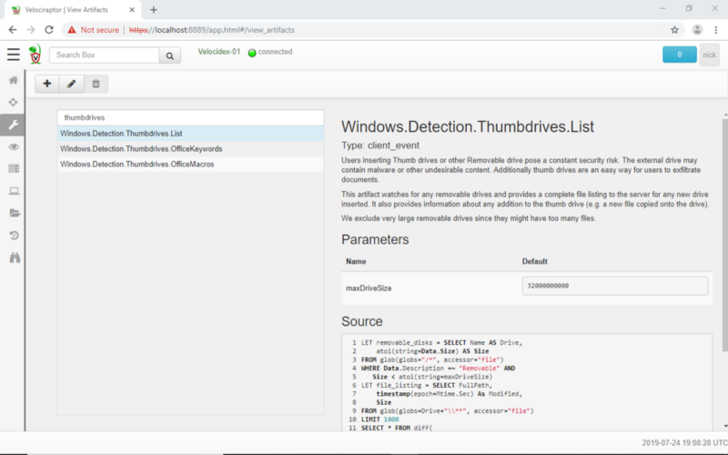 The Windows.Detection.Thumbdrives.List artifact watches for newly added removable drives and reports new files added to them.