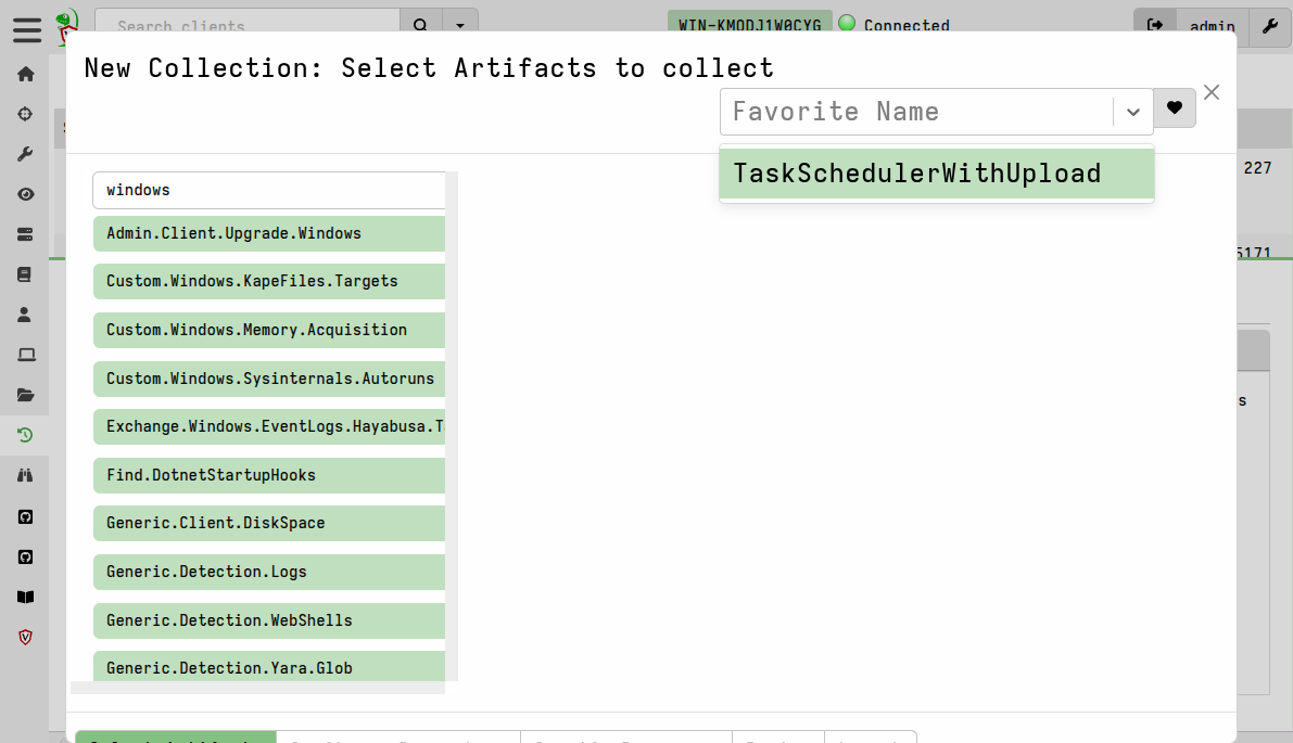 Adding a collection from favorites