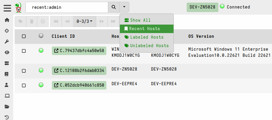Recently viewed clients