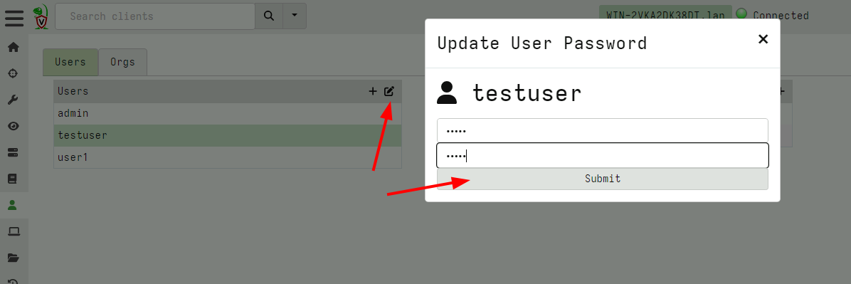 Updating another users password