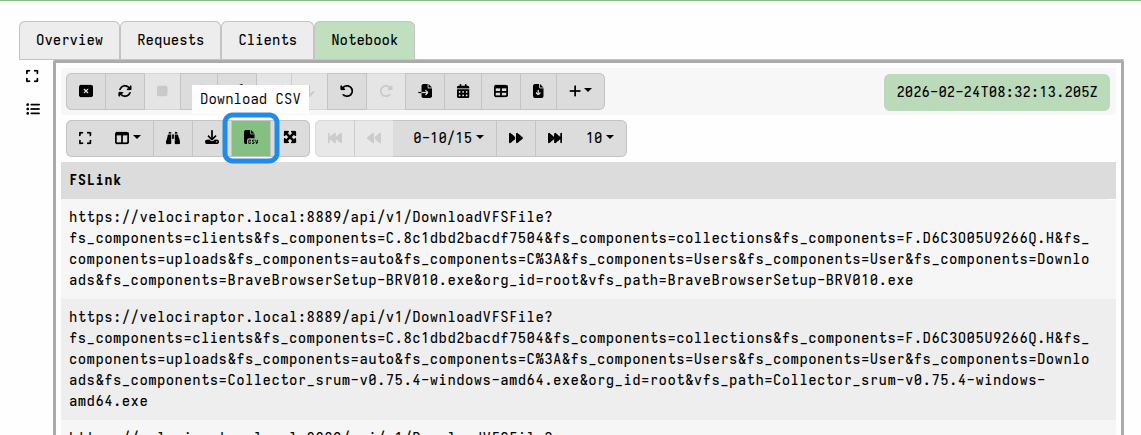 Exporting the links to CSV