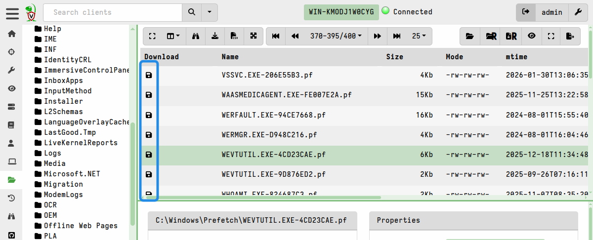 Files already in the VFS cache