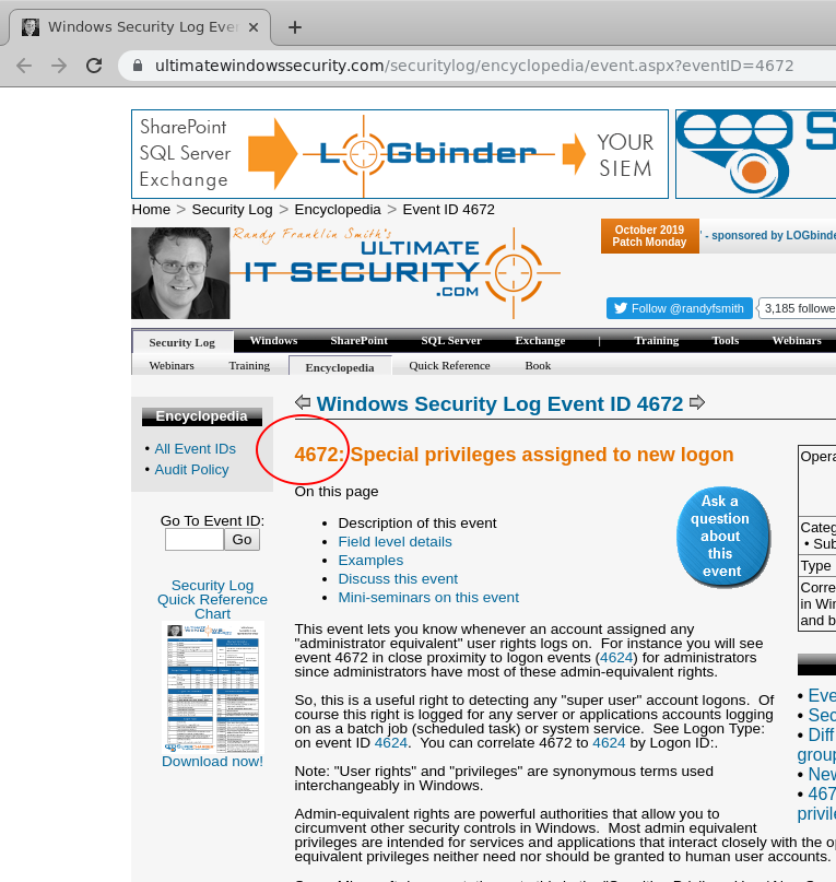 Searching the internet for unknown event IDs