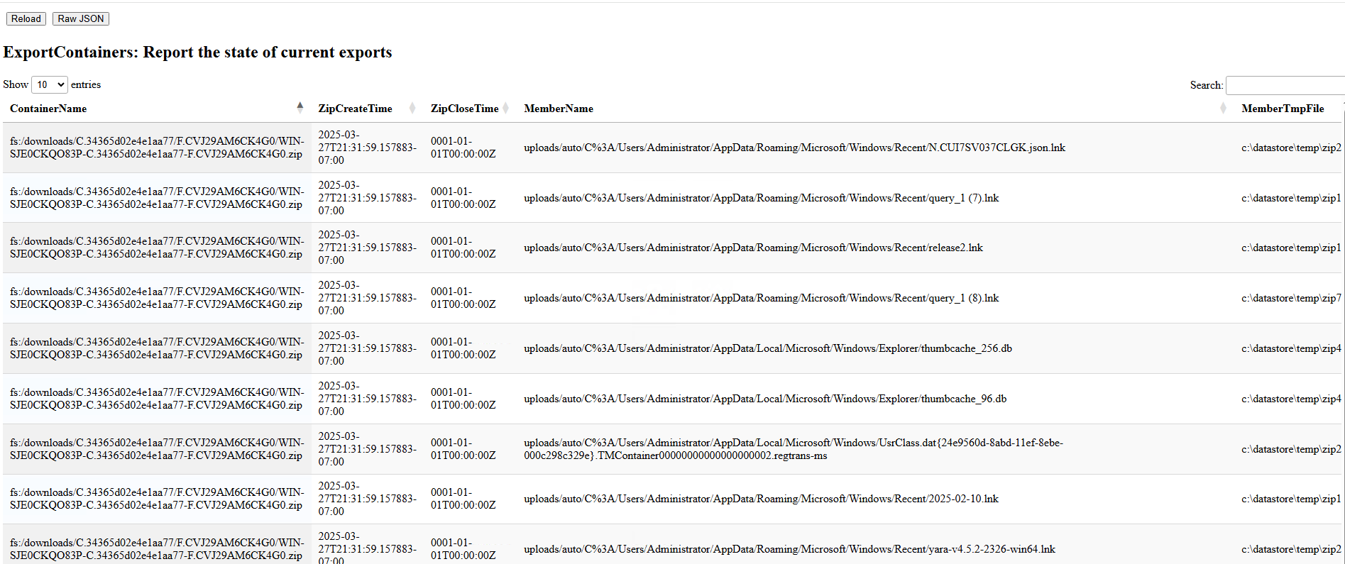 Export Containers profile