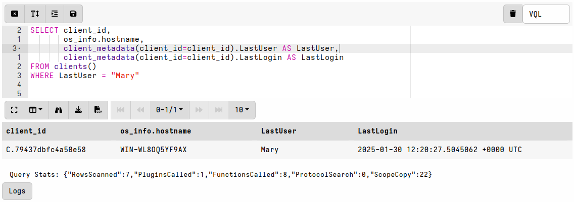 Running a search in a notebook