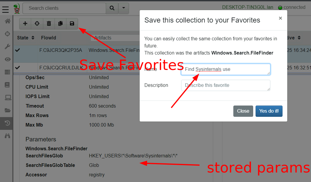Saving a collection as a favorite