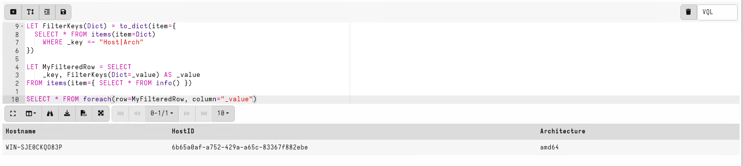 Manipulating VQL Columns and Rows