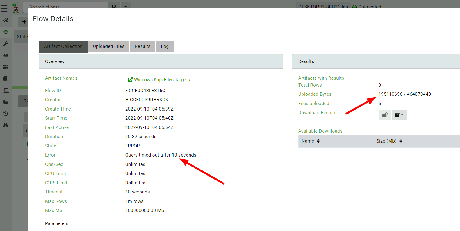 Collection timed out