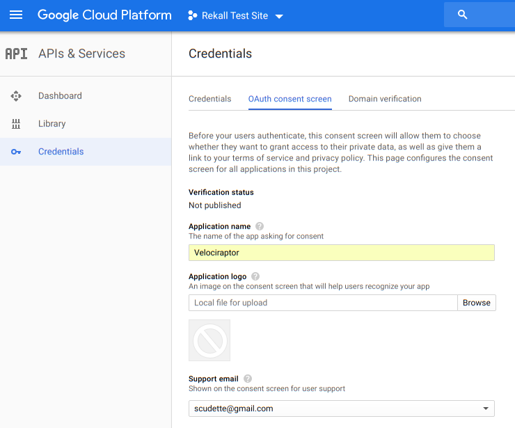 Creating application credentials